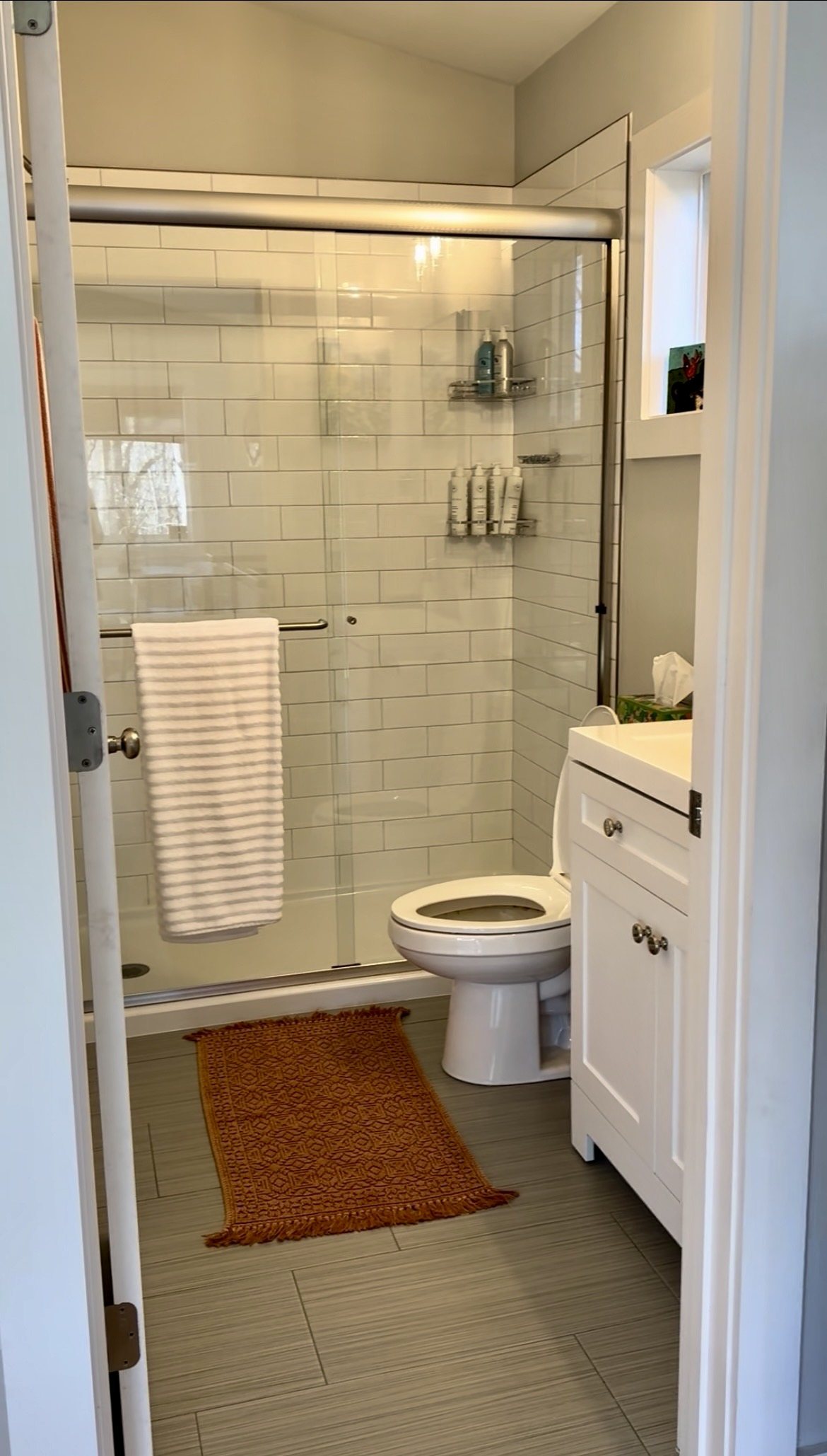 Escape Pod — bathroom with glass walk-in shower